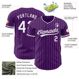 Custom Purple White Pinstripe Authentic Baseball Jersey