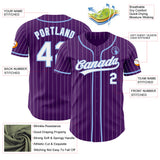 Custom Purple White Pinstripe-Light Blue Authentic Baseball Jersey