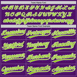 Custom Purple White Pinstripe-Neon Green Authentic Baseball Jersey