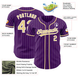 Custom Purple White Pinstripe-Vegas Gold Authentic Baseball Jersey