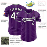 Custom Purple White Pinstripe-Black Authentic Baseball Jersey