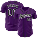 Custom Purple Black Pinstripe-White Authentic Baseball Jersey