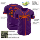 Custom Purple Black Pinstripe-Orange Authentic Baseball Jersey