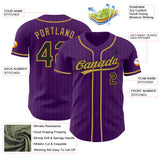 Custom Purple Black Pinstripe-Old Gold Authentic Baseball Jersey