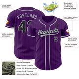 Custom Purple Black Pinstripe-Gray Authentic Baseball Jersey