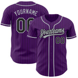 Custom Purple Black Pinstripe-Gray Authentic Baseball Jersey
