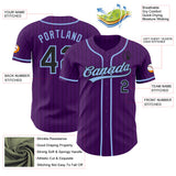 Custom Purple Black Pinstripe-Light Blue Authentic Baseball Jersey