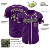 Custom Purple Black Pinstripe-Cream Authentic Baseball Jersey