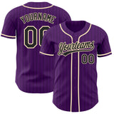 Custom Purple Black Pinstripe-Cream Authentic Baseball Jersey