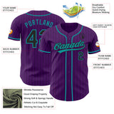 Custom Purple Black Pinstripe-Teal Authentic Baseball Jersey
