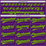 Custom Purple Black Pinstripe-Neon Green Authentic Baseball Jersey