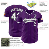 Custom Purple Black Pinstripe White-Gray Authentic Baseball Jersey