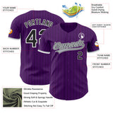 Custom Purple Black Pinstripe White-Gray Authentic Baseball Jersey