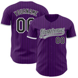 Custom Purple Black Pinstripe White-Gray Authentic Baseball Jersey