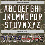 Custom Camo USA Flag Red Blue Brown-White Patriotic Mosaic Camouflage Stars & Stripes Raglan Sleeves Authentic Baseball Jersey