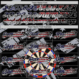 Custom Black USA Flag-White Darts Patriotic Mosaic Camo Raglan Sleeves Authentic Baseball Jersey