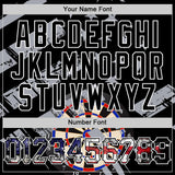Custom Black USA Flag-White Darts Patriotic Mosaic Camo Raglan Sleeves Authentic Baseball Jersey