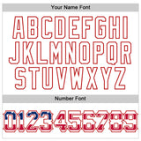 Custom White Red Pinstripe USA Flag-Blue Patriotic Stars & Stripes Raglan Sleeves Authentic Baseball Jersey