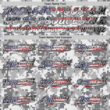 Custom Camo USA Flag Red Blue Black-White Patriotic Pixel Camouflage Stars & Stripes Raglan Sleeves Authentic Baseball Jersey
