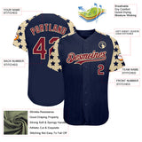 Custom Navy Crimson-Cream Star Raglan Sleeves Authentic Baseball Jersey