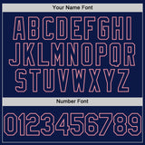 Custom Navy Medium Pink Star Raglan Sleeves Authentic Baseball Jersey