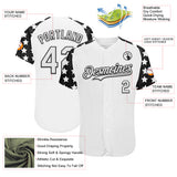 Custom White Black Star Raglan Sleeves Authentic Baseball Jersey