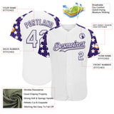 Custom White Purple Star Raglan Sleeves Authentic Baseball Jersey