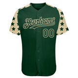 Custom Green Cream Star Raglan Sleeves Authentic Baseball Jersey