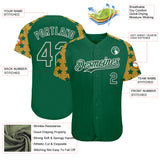 Custom Green White-Old Gold Star Raglan Sleeves Authentic Baseball Jersey