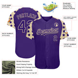 Custom Purple Cream Star Raglan Sleeves Authentic Baseball Jersey