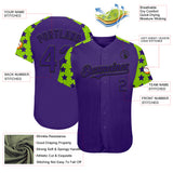 Custom Purple Black-Neon Green Star Raglan Sleeves Authentic Baseball Jersey
