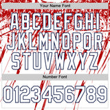 Custom White Navy-Red Splatter Brush Stroke Star Raglan Sleeves Authentic Baseball Jersey