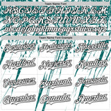 Custom White Black-Teal Splatter Brush Stroke Star Raglan Sleeves Authentic Baseball Jersey