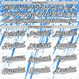 Custom White Black-Powder Blue Splatter Brush Stroke Star Raglan Sleeves Authentic Baseball Jersey