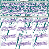 Custom White Purple-Teal Splatter Brush Stroke Star Raglan Sleeves Authentic Baseball Jersey