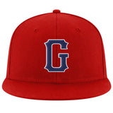 Custom Red Navy-White Stitched Adjustable Snapback Hat