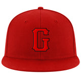 Custom Red Red-Black Stitched Adjustable Snapback Hat