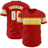 Custom Red White-Gold Authentic Baseball Jersey