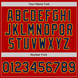 Custom Red Navy-Yellow Authentic Baseball Jersey