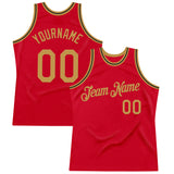 Custom Red Old Gold-Black Authentic Throwback Basketball Jersey