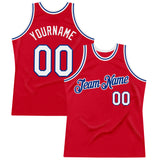 Custom Red White-Royal Authentic Throwback Basketball Jersey