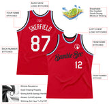 Custom Red Black-Light Blue Authentic Throwback Basketball Jersey