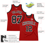 Custom Red Black-White Authentic Throwback Basketball Jersey