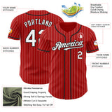 Custom Red White Pinstripe Black Authentic Baseball Jersey