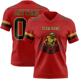 Custom Red Black-Old Gold Authentic Football Jersey
