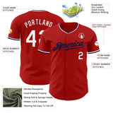 Custom Red White-Navy Authentic Baseball Jersey
