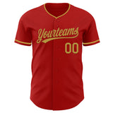 Custom Red Old Gold Authentic Baseball Jersey