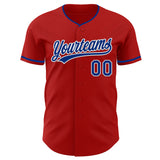 Custom Red Royal-White Authentic Baseball Jersey