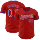 Custom Red White-Royal Authentic Baseball Jersey