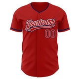 Custom Red White-Navy Authentic Baseball Jersey